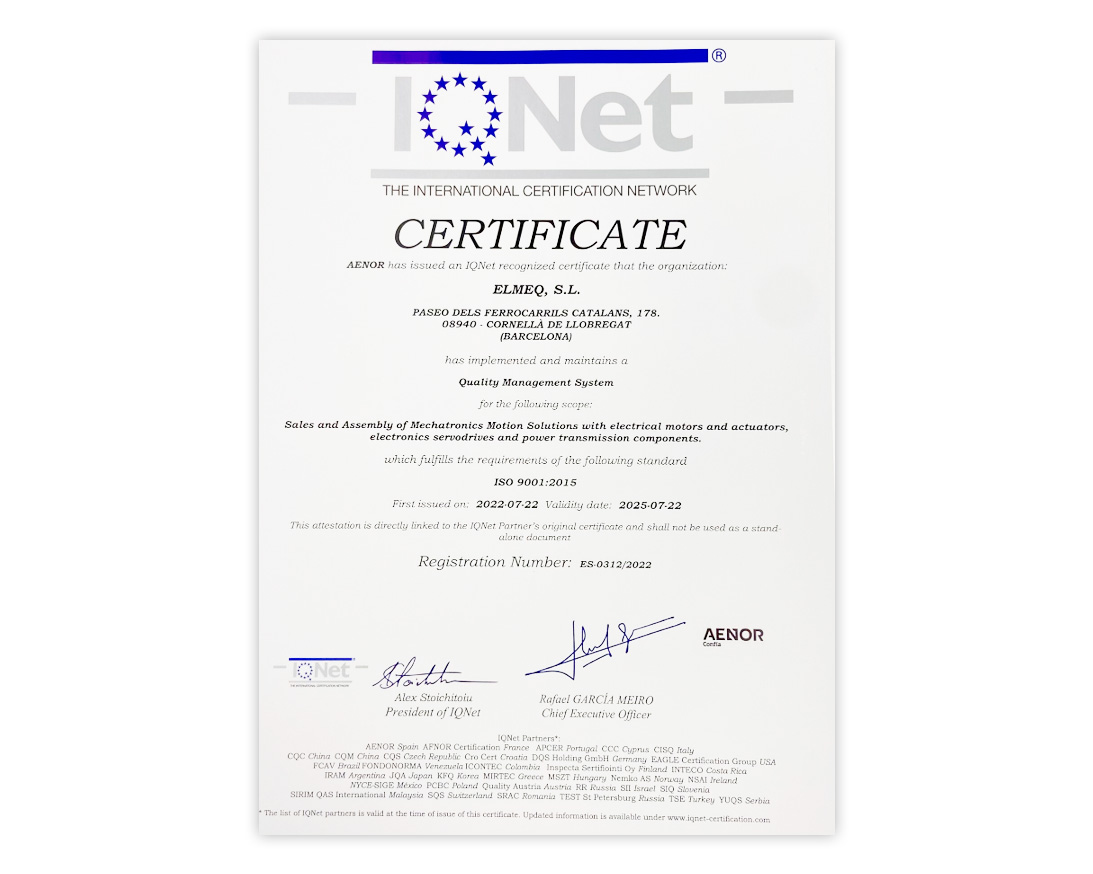 Certificado ISO - ELMEQ